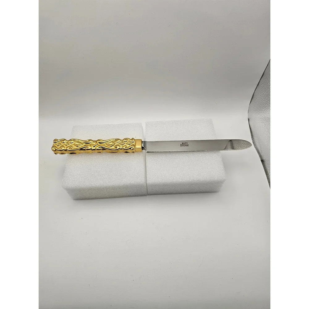 Katy Briscoe 18k Gold Plated Ornate Handle Stainless Steel Serrated Cake Knife
